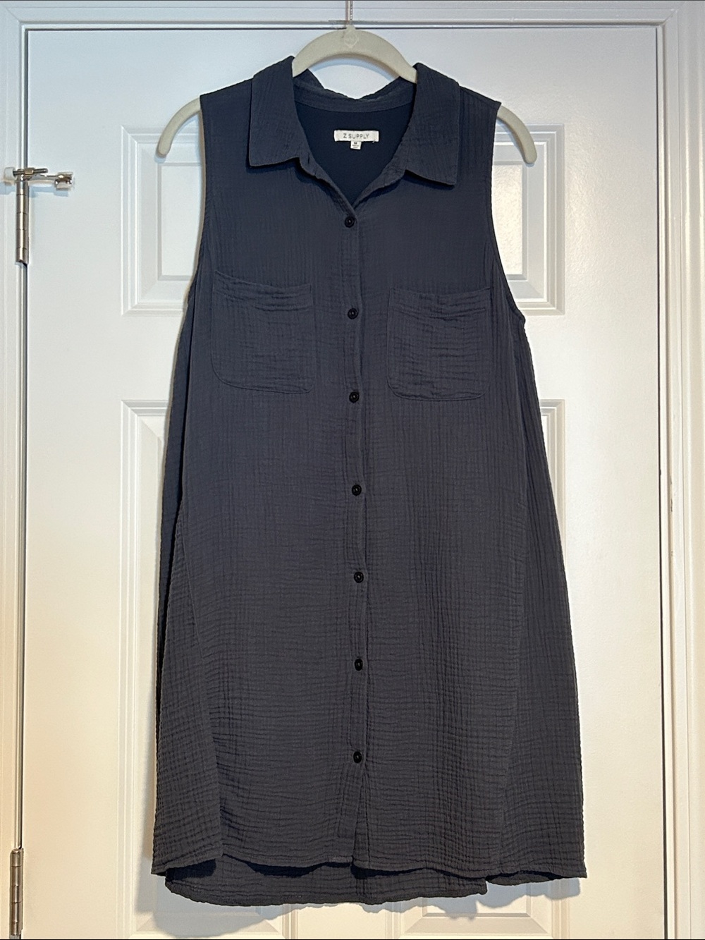 EUC Grey Z Supply Light Cotton Gauze Button Down Dress Women's Size Medium